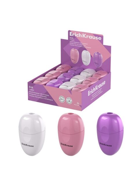 Šiljilo ErichKrause pvc s posudicom Eva Candy sortirano 24/1