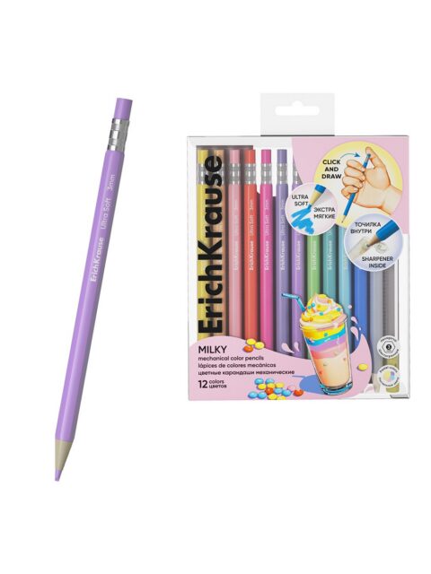 Drvene bojice ErichKrause na klik šesterokutne Pastel Milky 12/1