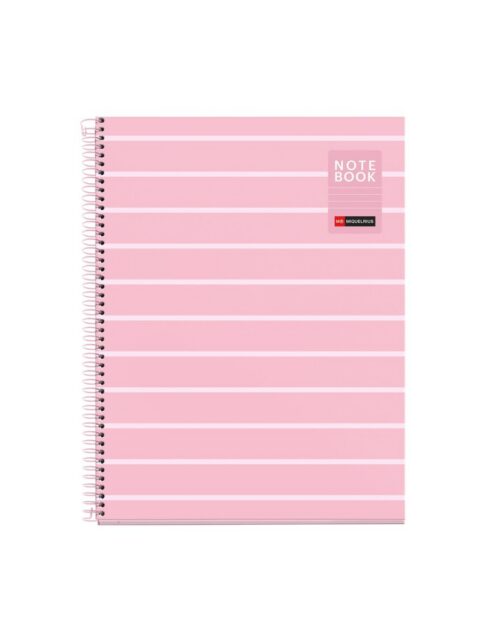 Kolegij blok Miquelrius A4 90g 80L spiralni crte Between the lines Pink MR4520