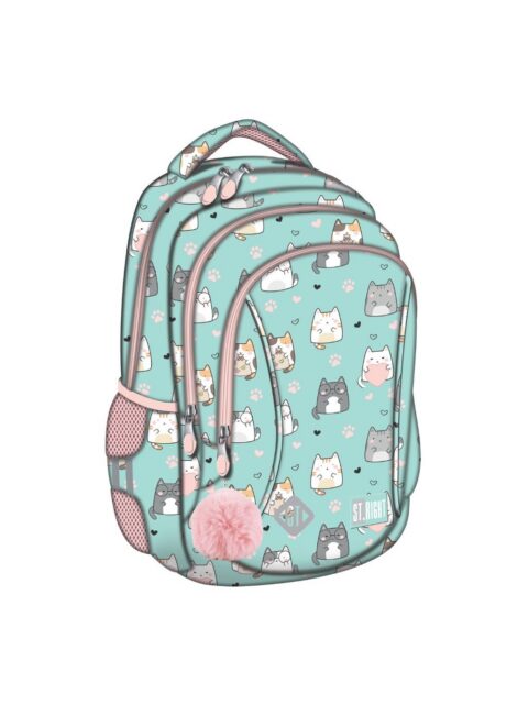 Ruksak školski St.Right Charming Cats s pretincem za prijenosno računalo 15"