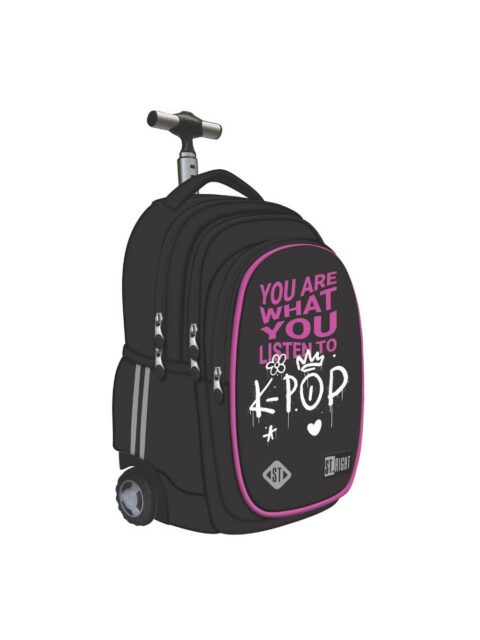 Ruksak školski St.Right na kotačiće K-POP Rhythm s pretincem za prijenosno računalo 17"