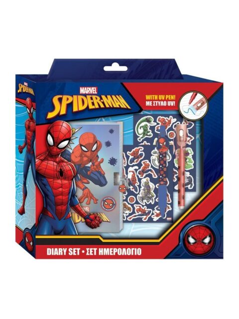 Set dnevnik s ključićem, stickerima i 2 kem. olovke Spiderman 508625
