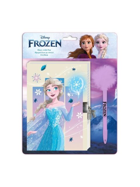 Set dnevnik s ključićem i kemijska olovka pom pom Frozen 564296