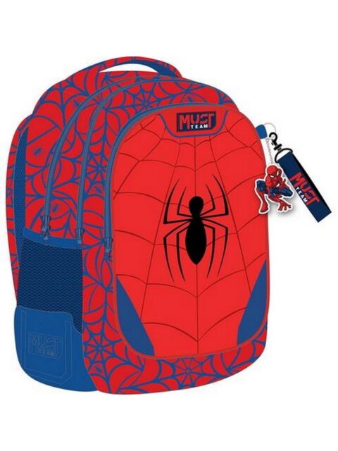 Ruksak školski Must team Spiderman crveni s 3 pretinca (i privjeskom za ključeve) 32x18x43cm 508747