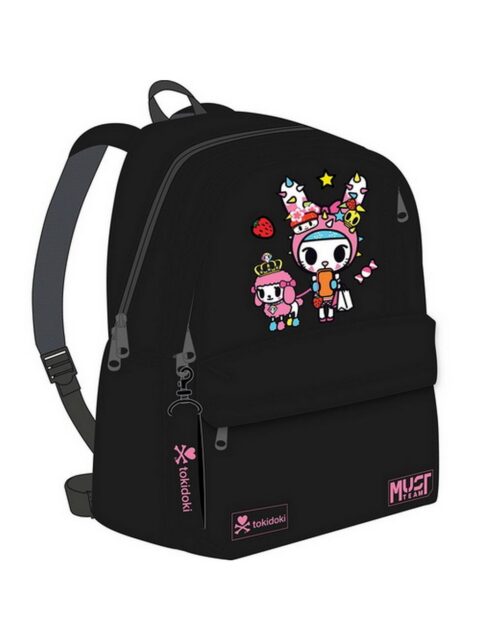 Ruksak Must team Tokidoki crni s dvostrukim dzepovima (i privjeskom za ključeve) 32x19x42cm