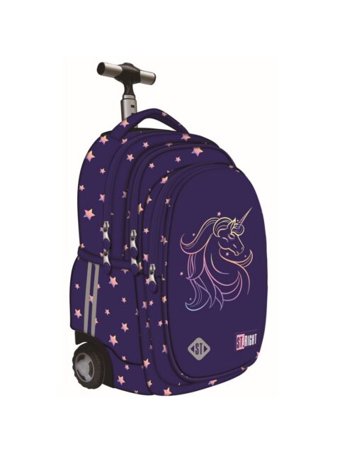 Ruksak školski St.Right Unicorn Glow na kotačima 17"