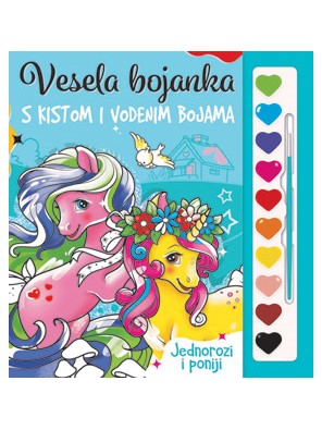 Vesela bojanka – Jednorozi i poniji s kistom i vodenim bojama