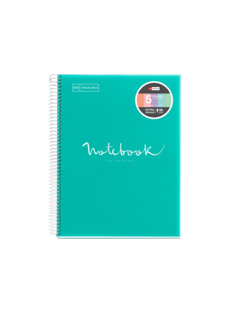 Kolegij blok Miquelrius A4 90g 120L spiralni crte Polypropylene emotions turquoise MR48570