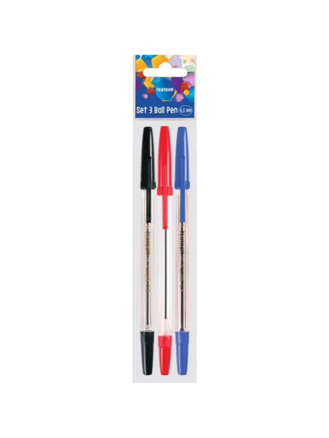 Set kemijskih olovaka Centrum Pioneer (crvena, plava, crna) 0,5mm 3 komada blister 3/1 82633