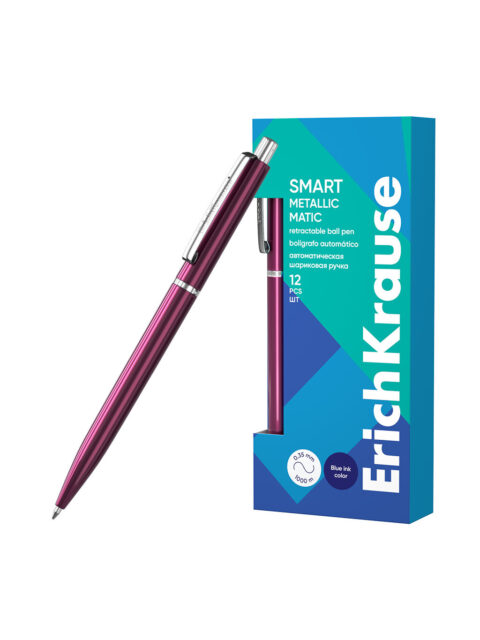 Kemijska olovka ErichKrause Smart Matic Metallic (0.7) plavi ispis sortirano 12/1