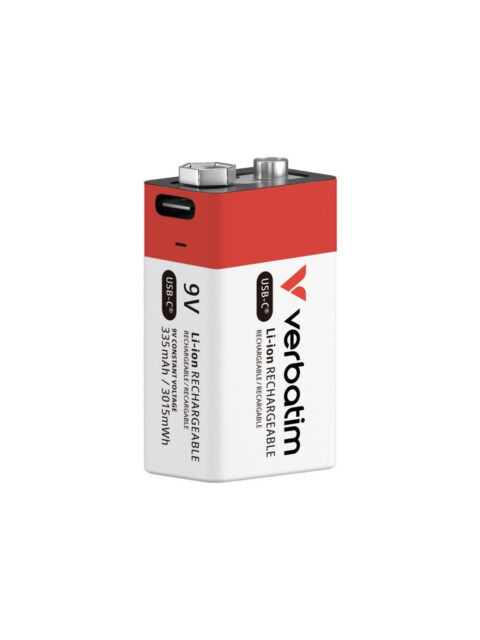 Baterije Verbatim #30251 9V punjive, USB-C kabel, 335mAh, 3015mWh, 1/1