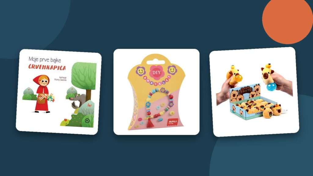 Pokloni za Svetog Nikolu: slikovnica Crvenkapica, Apli set za izradu narukvice i squishy Capybara
