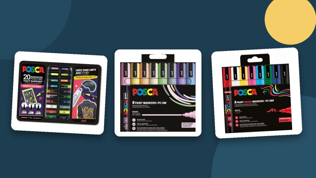 Posca markeri: poklon set u metalnoj kutiji, PC-5M u pastelnim bojama i PC-5BR brush