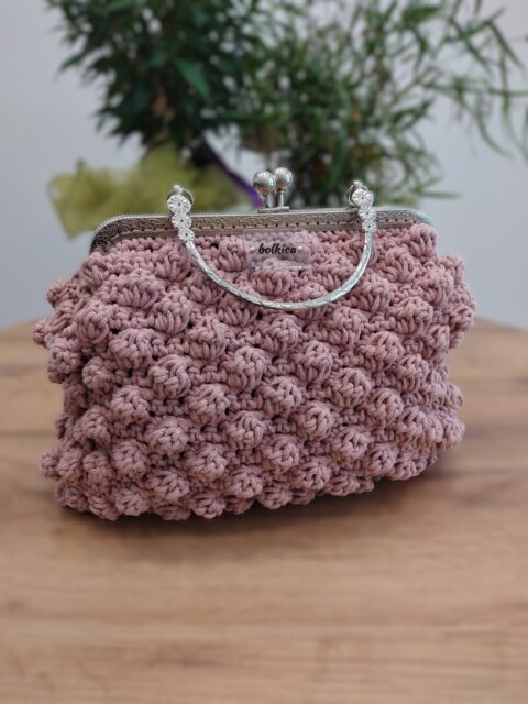 Bubble retro (roza) – heklana torba Bolkica