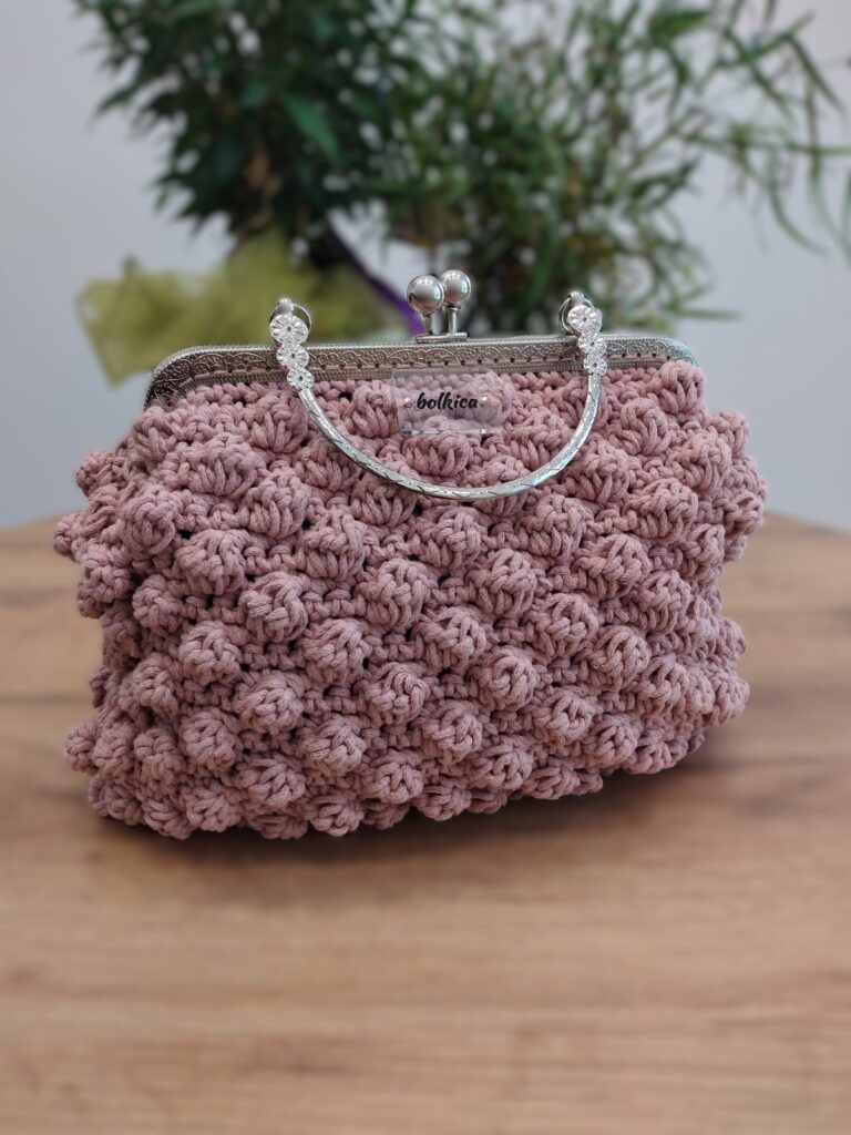 Bubble retro (roza) – heklana torba Bolkica